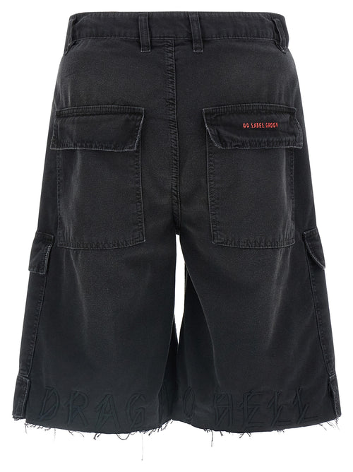 44 Label Group Black Cotton Bermuda Shorts