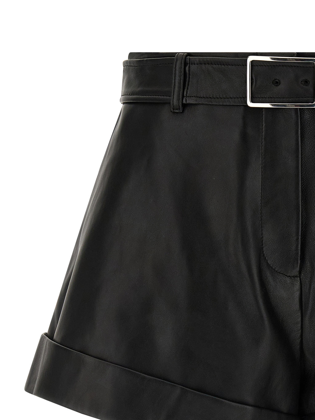 Black Lamb Leather Bermuda Shorts