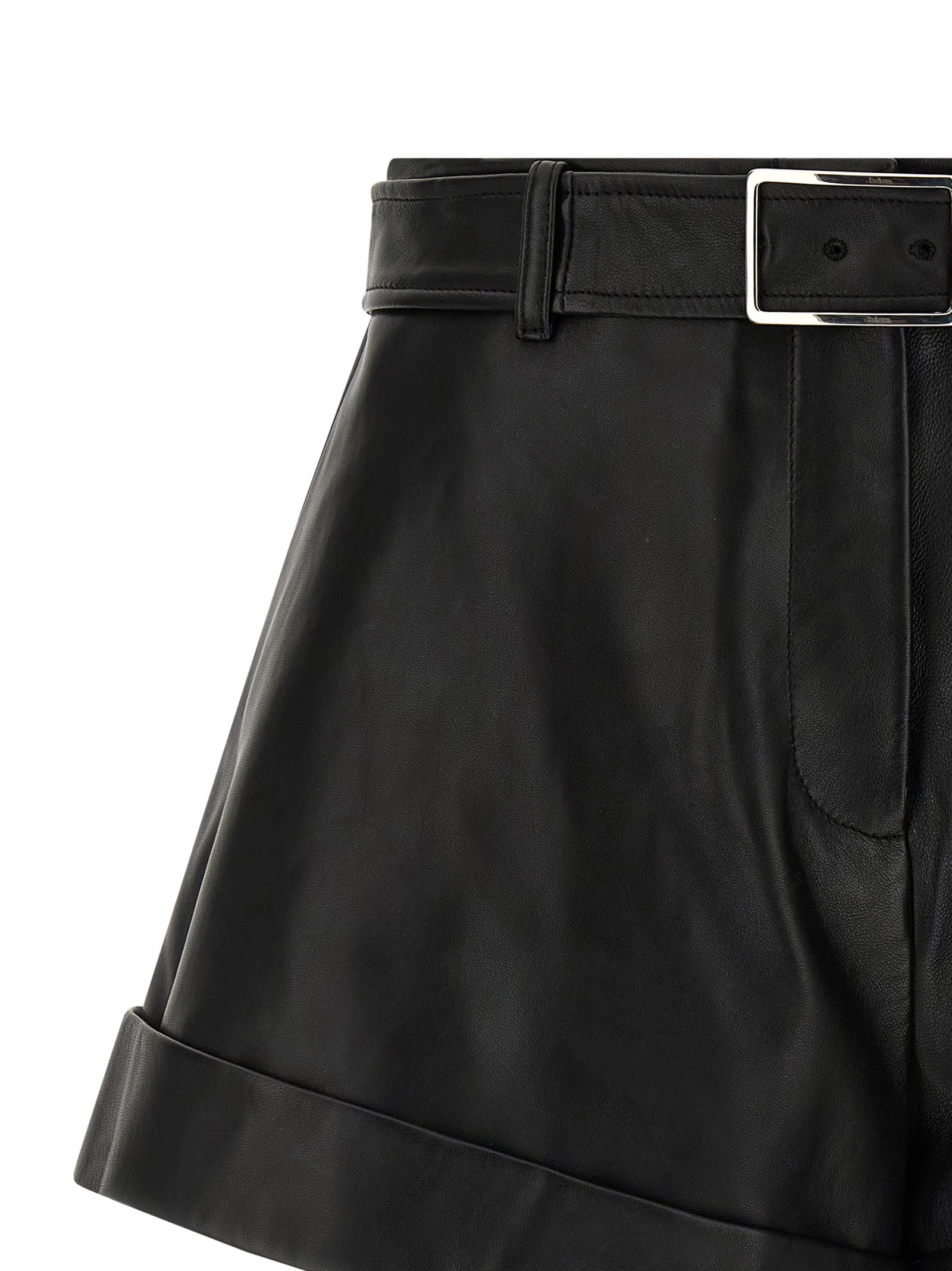 Black Lamb Leather Bermuda Shorts