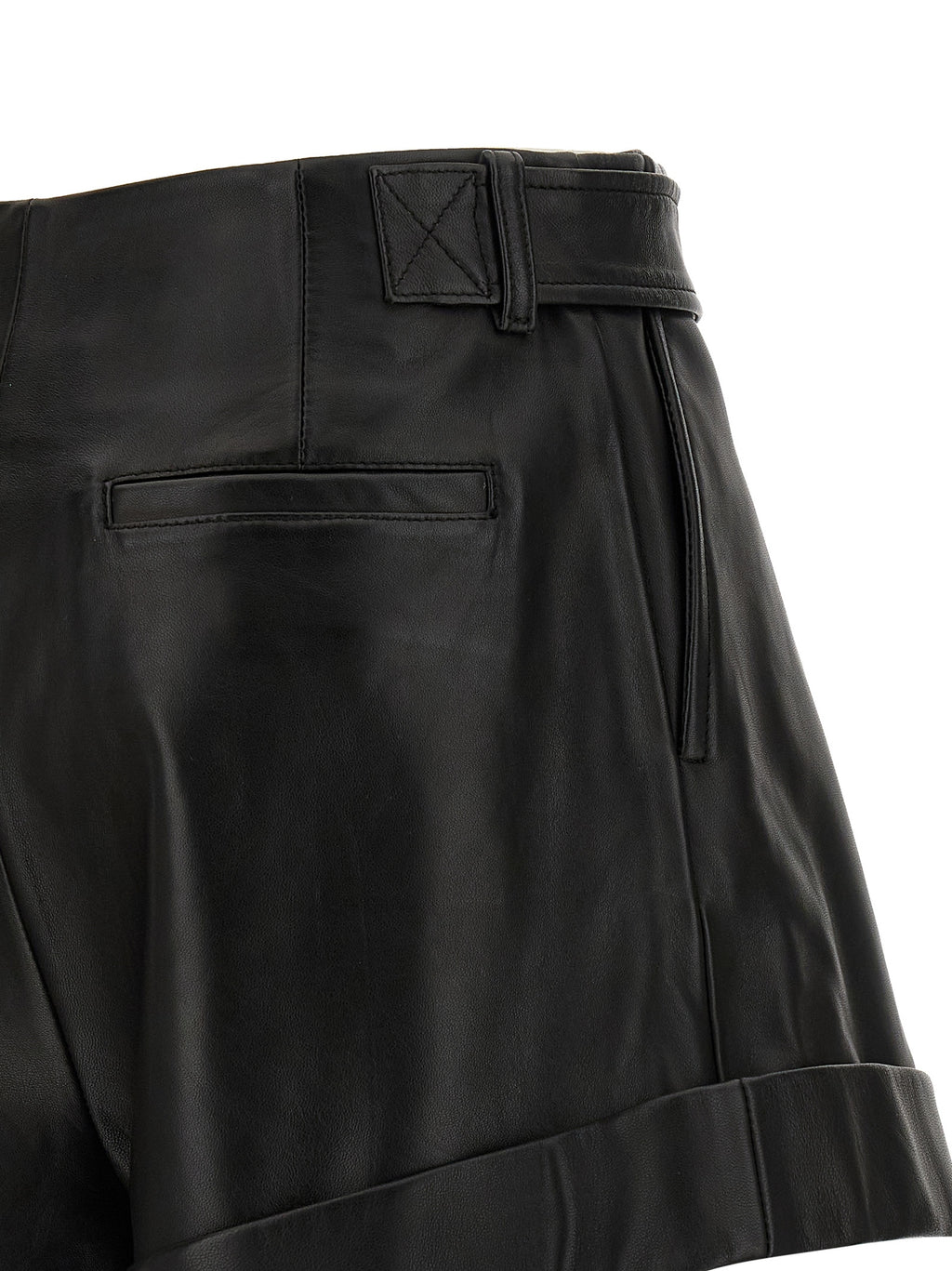 Black Lamb Leather Bermuda Shorts