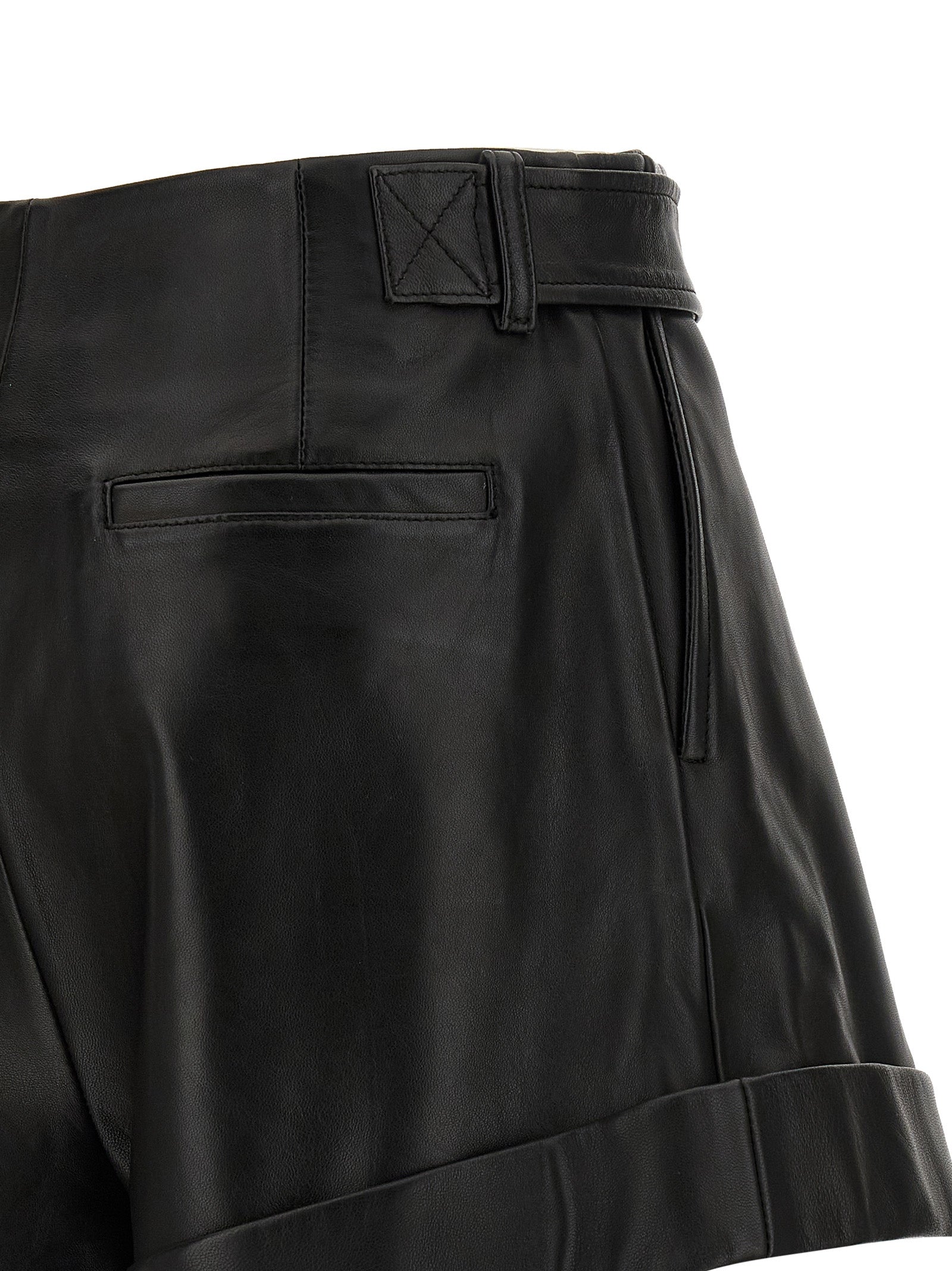 Black Lamb Leather Bermuda Shorts