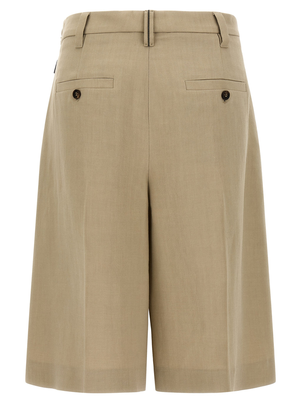 Beige Viscose Bermuda Shorts