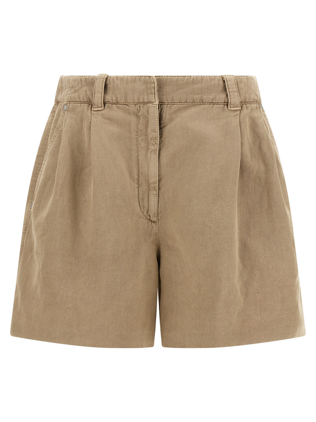 Beige Cotton Bermuda Shorts