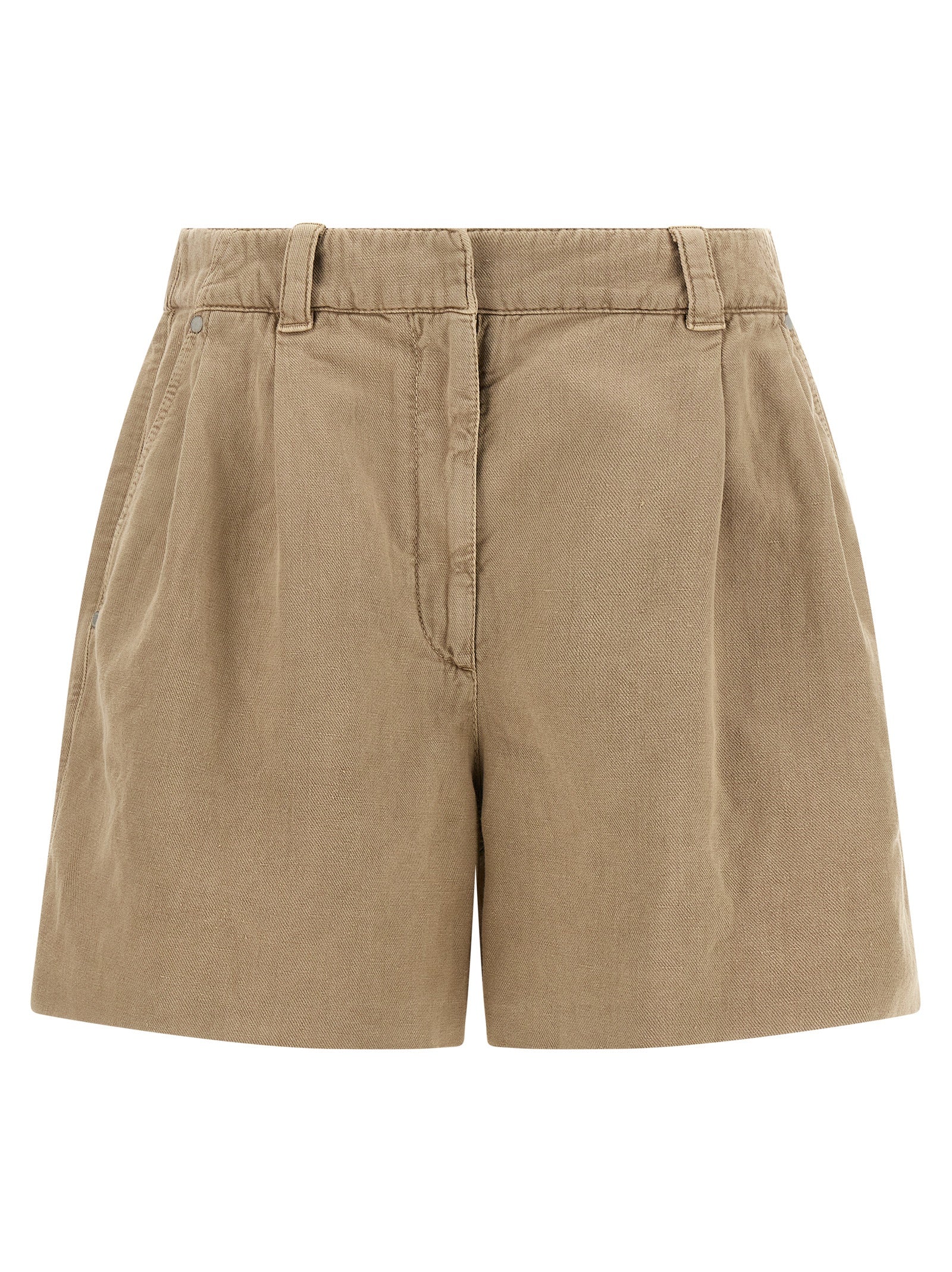 Beige Cotton Bermuda Shorts