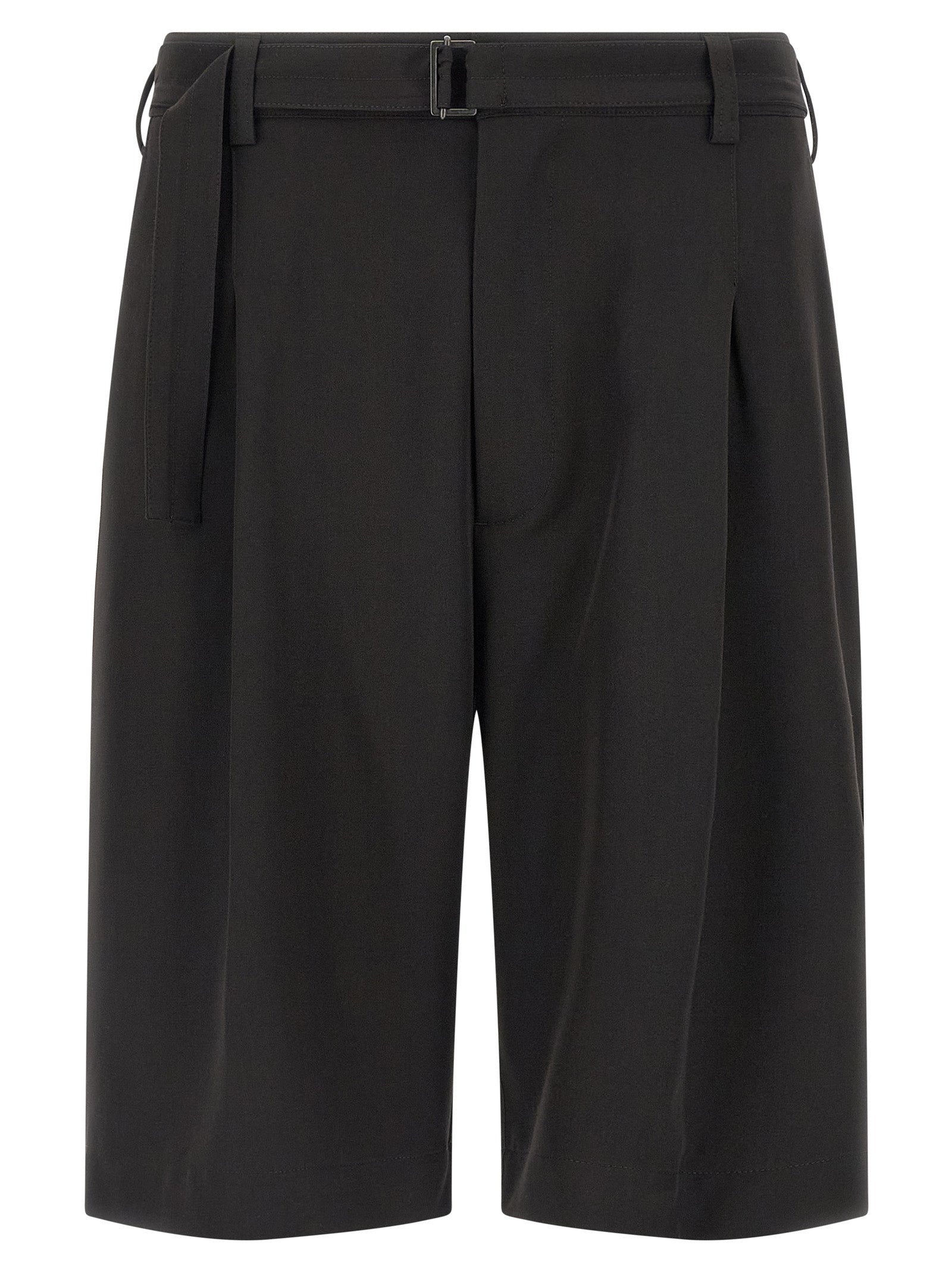 Black Polyester Bermuda Shorts