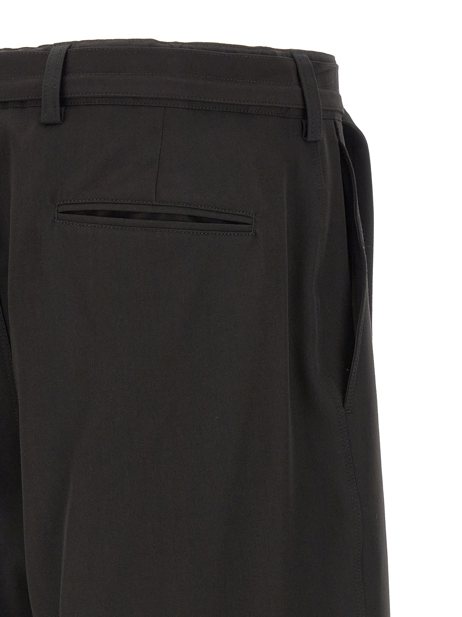 Black Polyester Bermuda Shorts