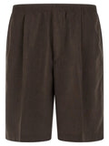 Brown Polyester Bermuda Shorts