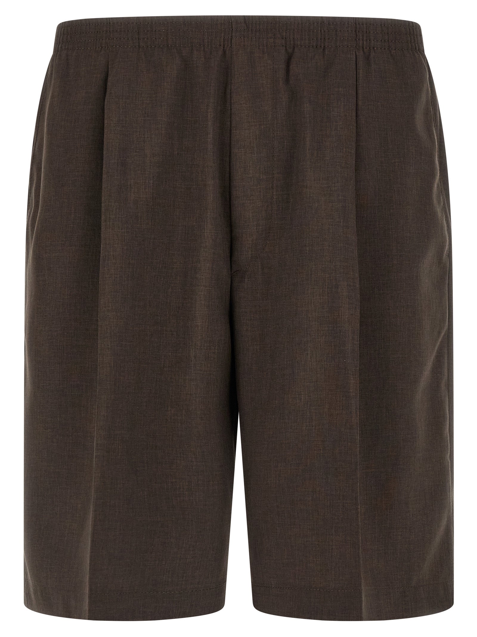 Brown Polyester Bermuda Shorts