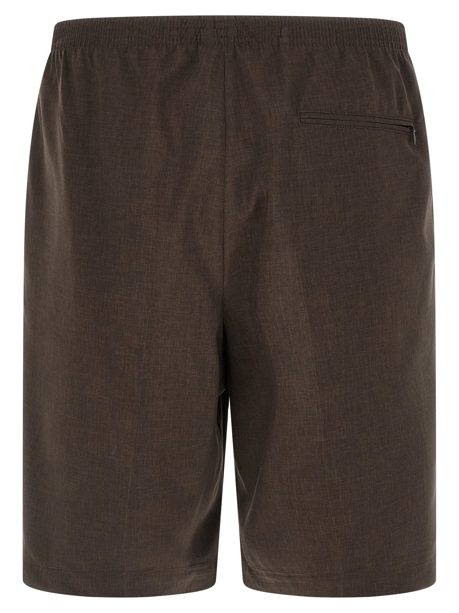 Brown Polyester Bermuda Shorts