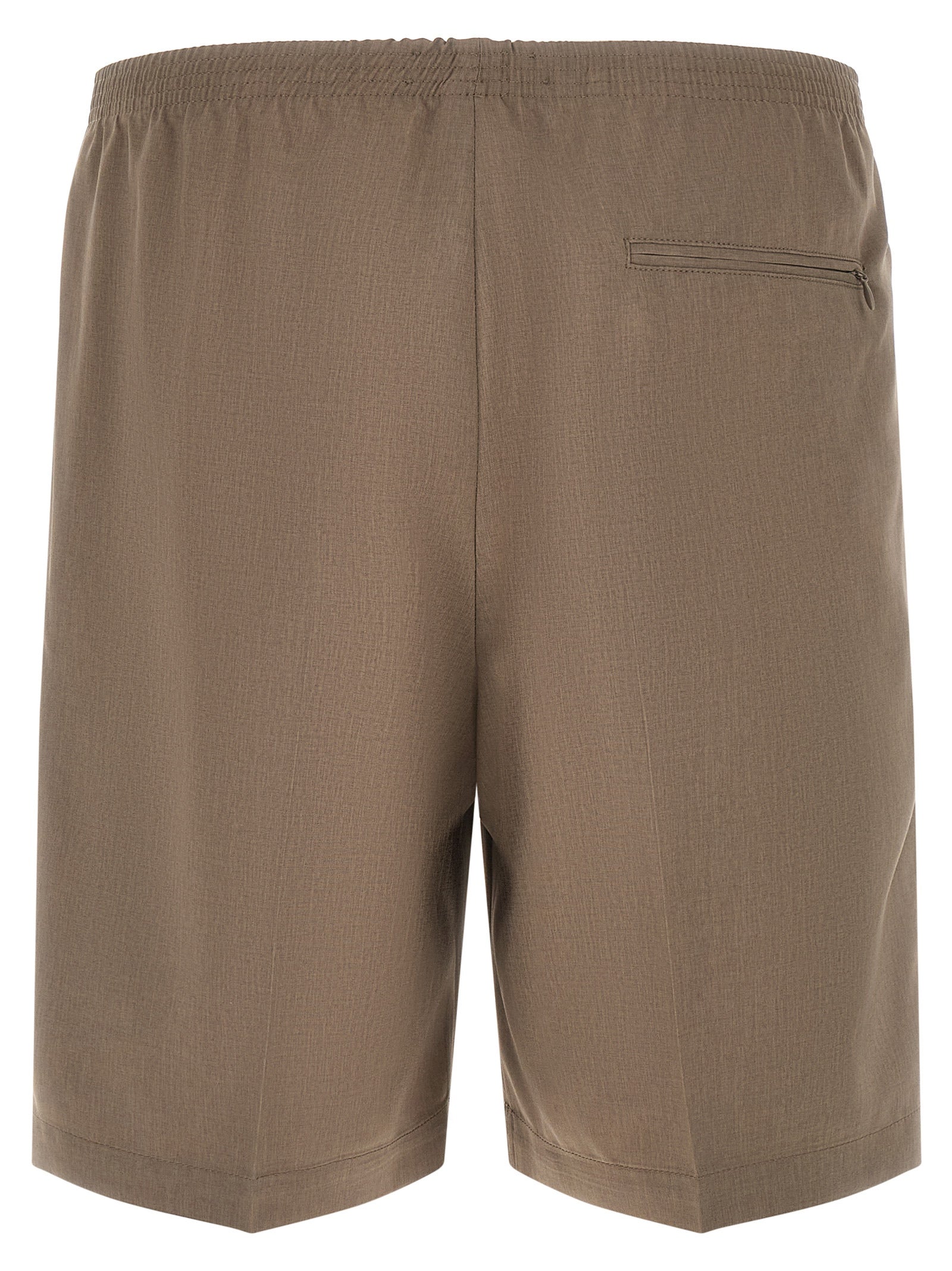 Brown Polyester Bermuda Shorts