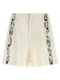 Bicolor Linen Bermuda Shorts