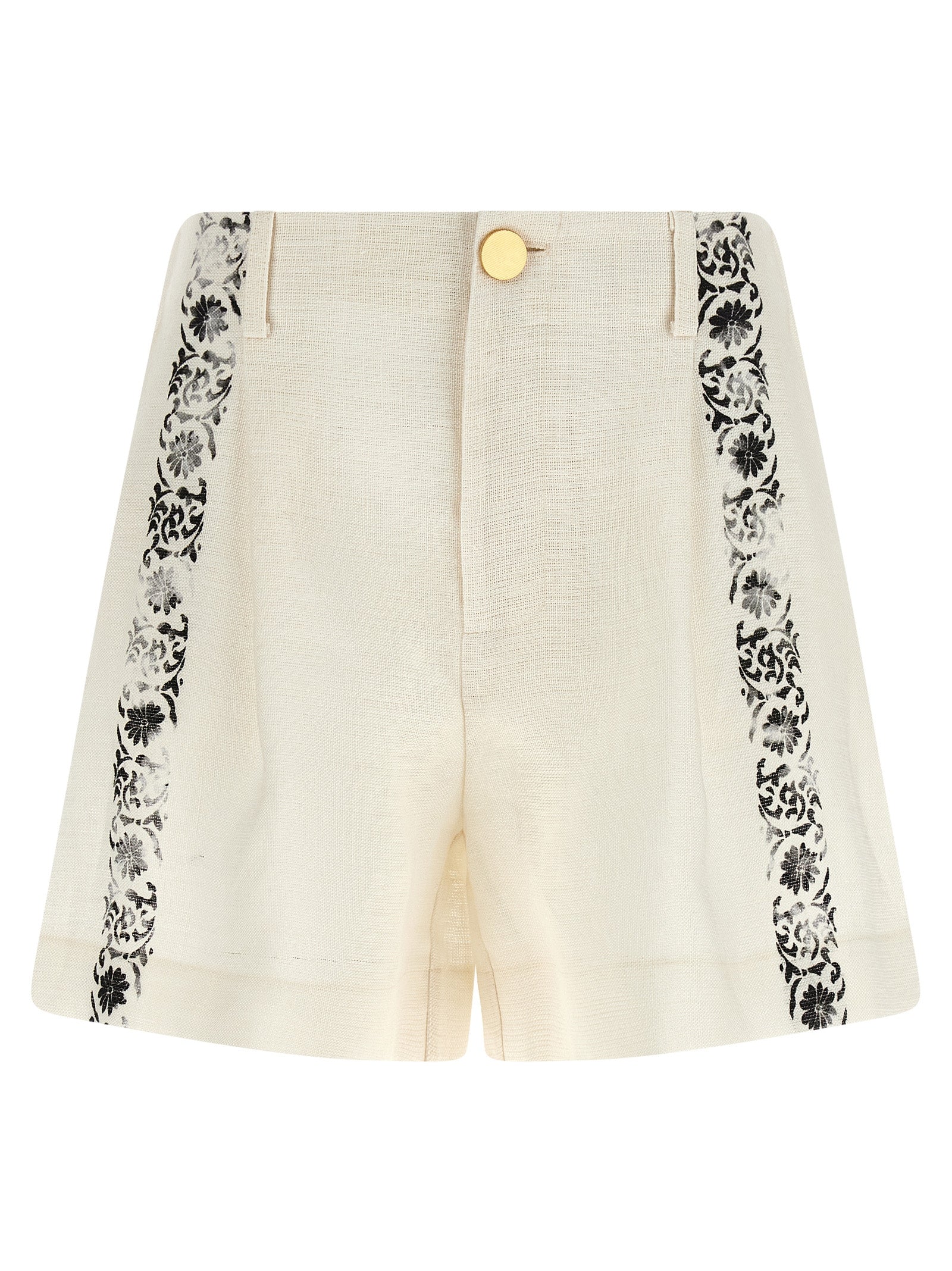Bicolor Linen Bermuda Shorts