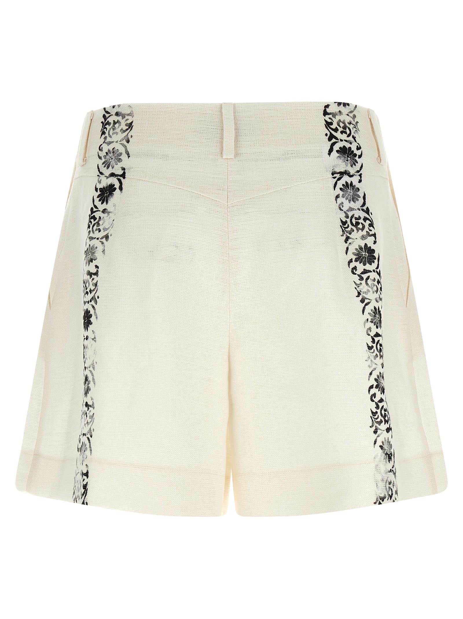 Bicolor Linen Bermuda Shorts