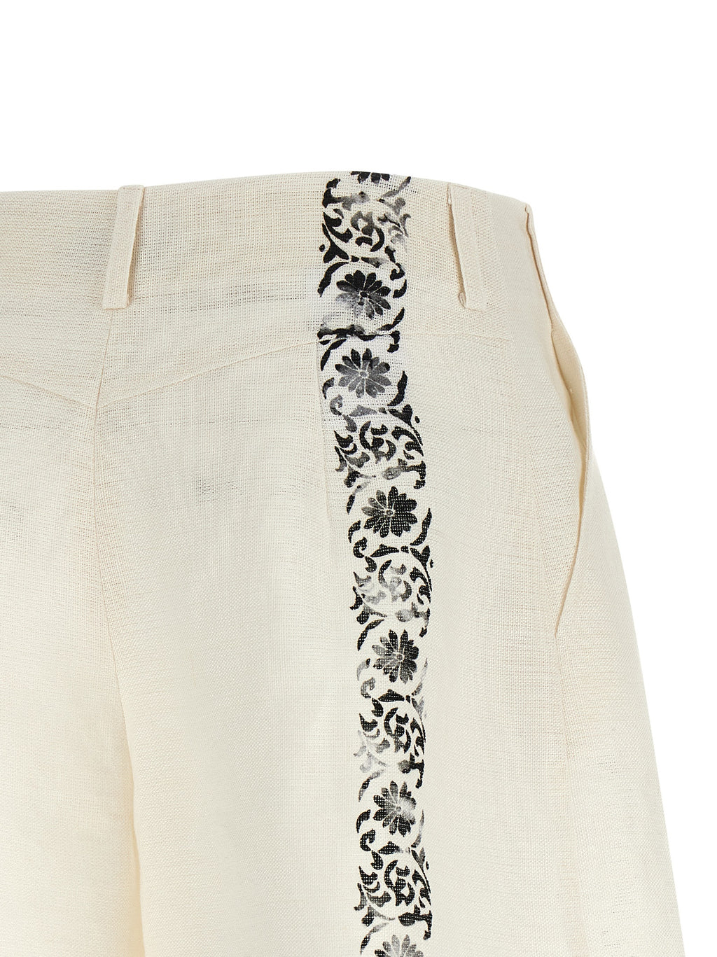 Bicolor Linen Bermuda Shorts