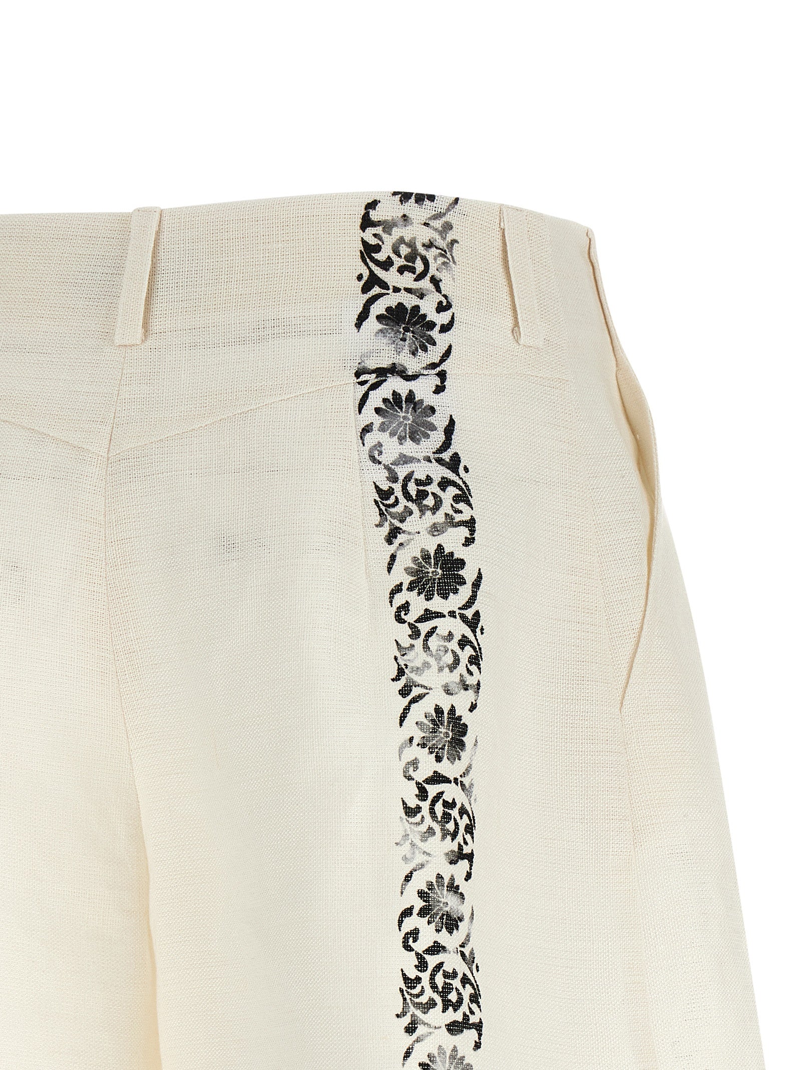 Bicolor Linen Bermuda Shorts