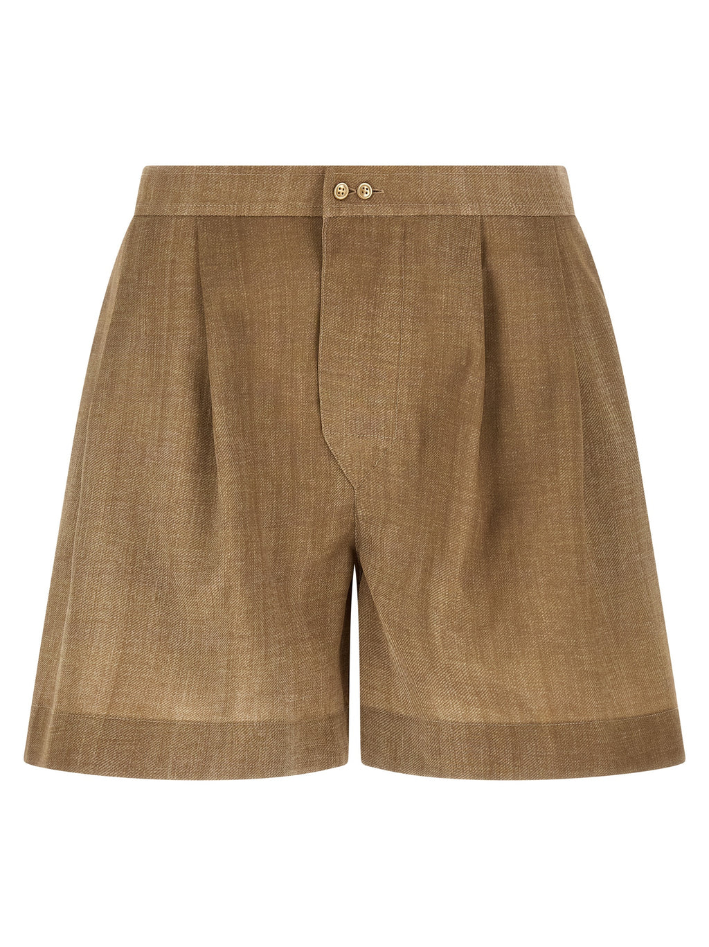 Beige Polyester Bermuda Shorts