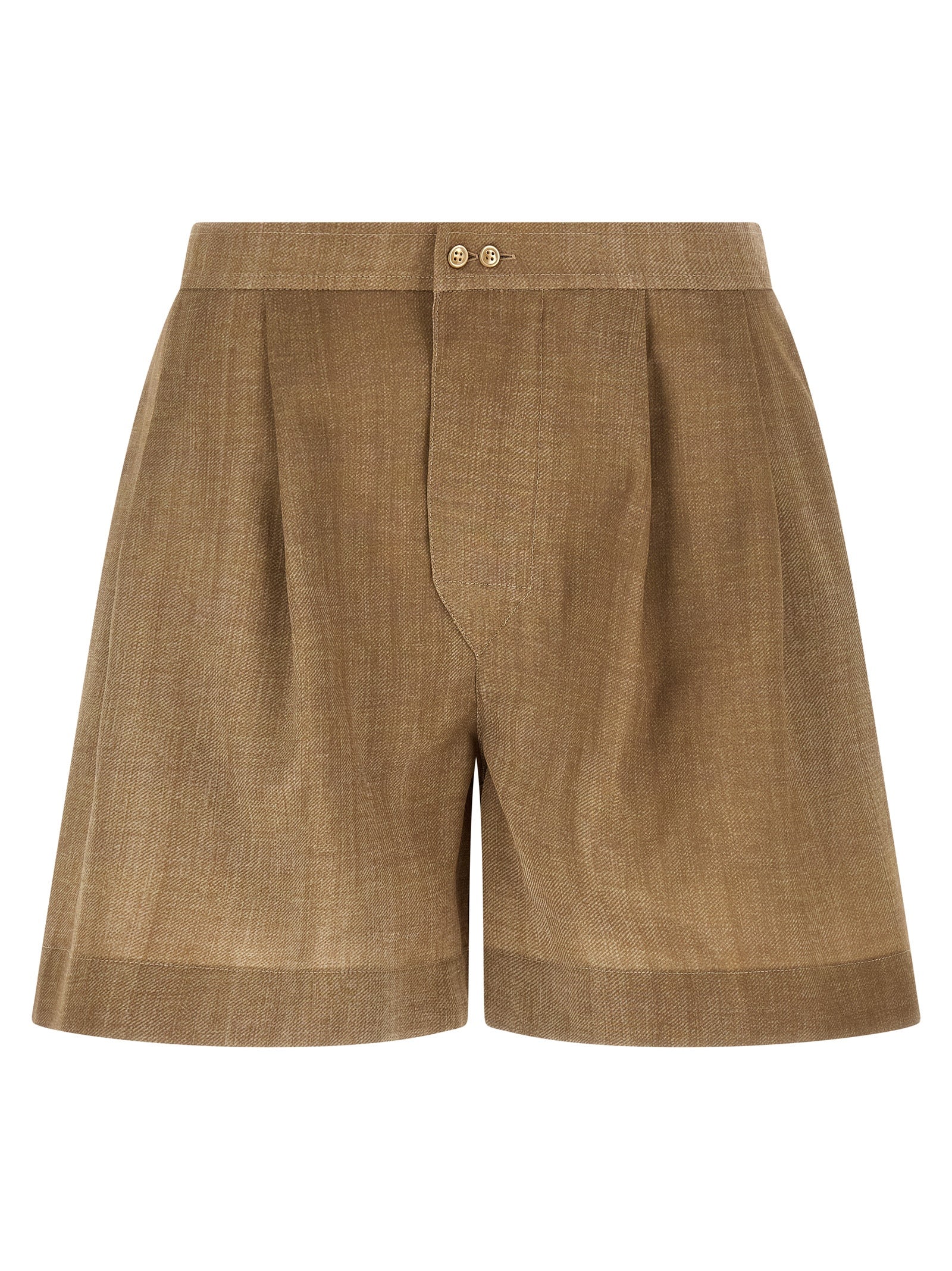 Beige Polyester Bermuda Shorts
