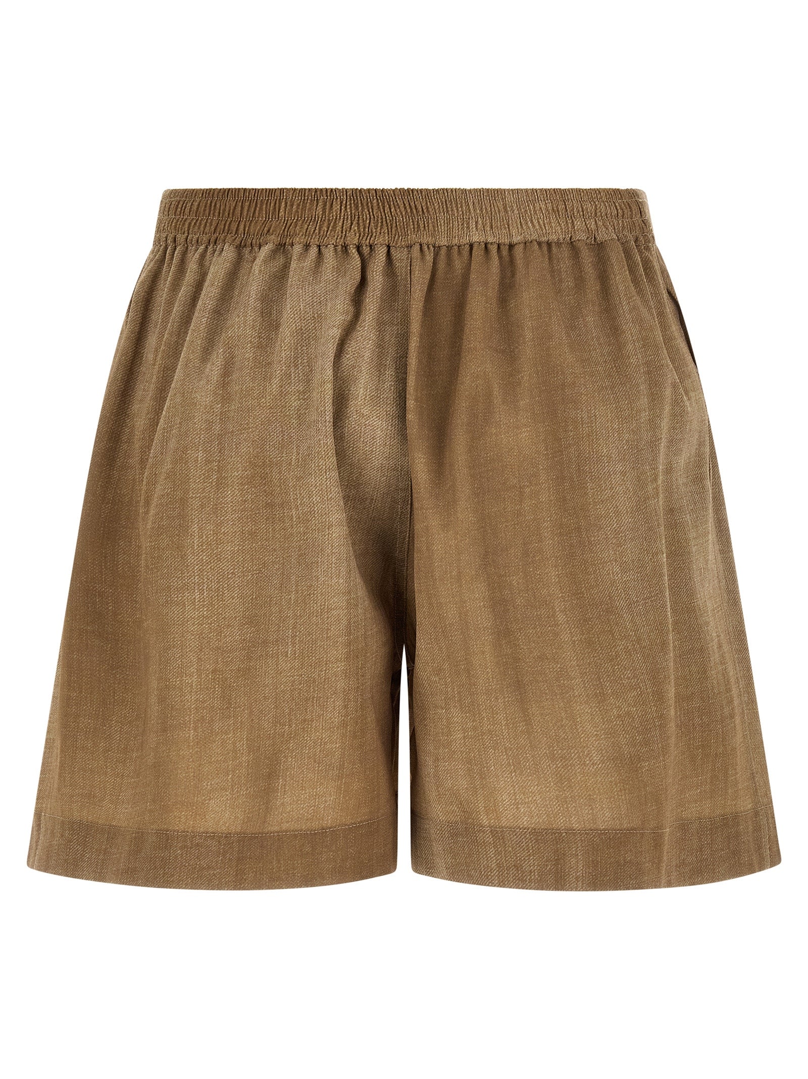 Beige Polyester Bermuda Shorts
