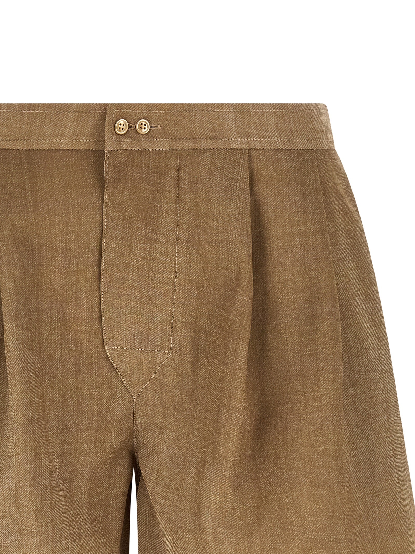 Beige Polyester Bermuda Shorts