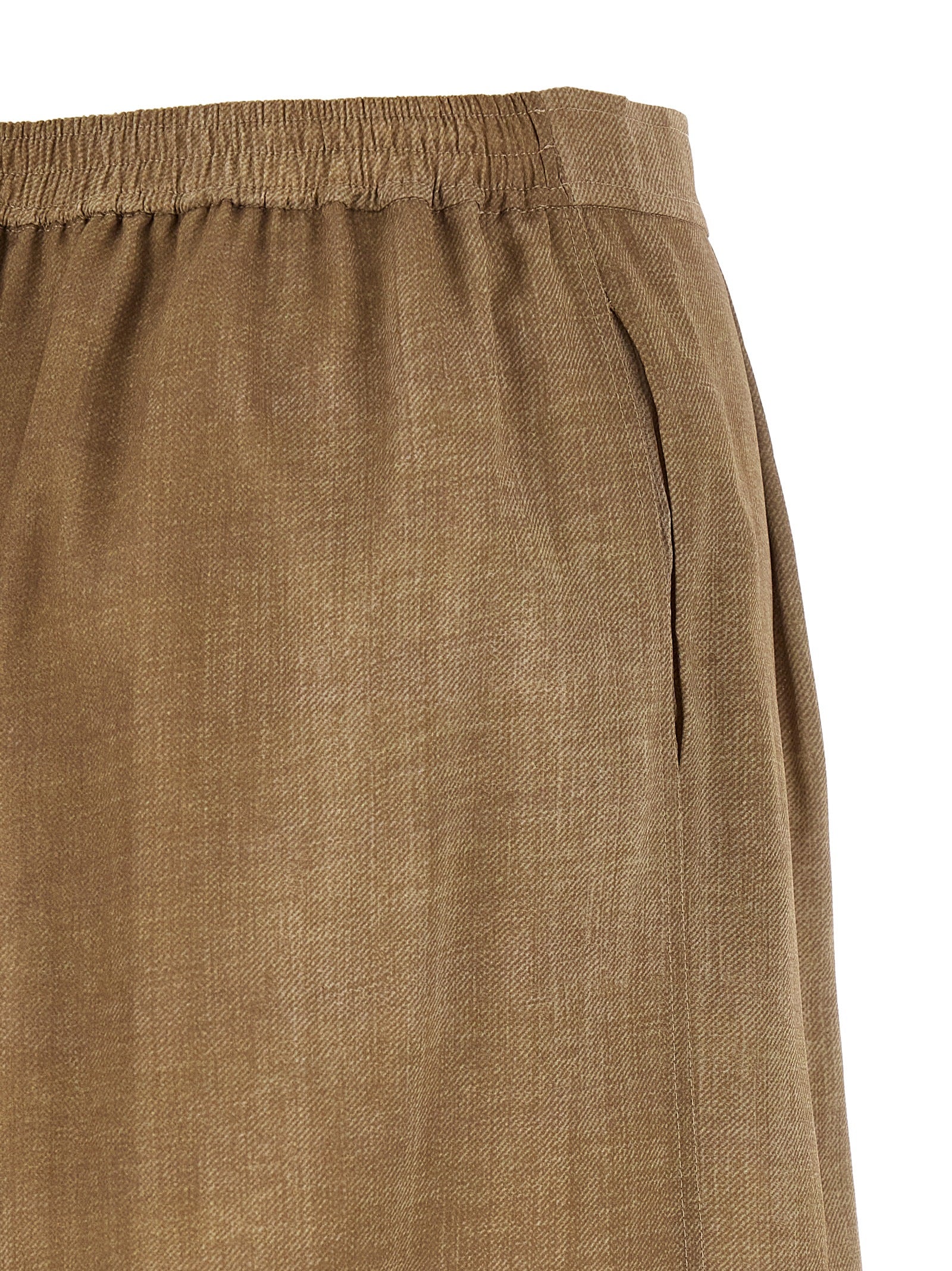 Beige Polyester Bermuda Shorts