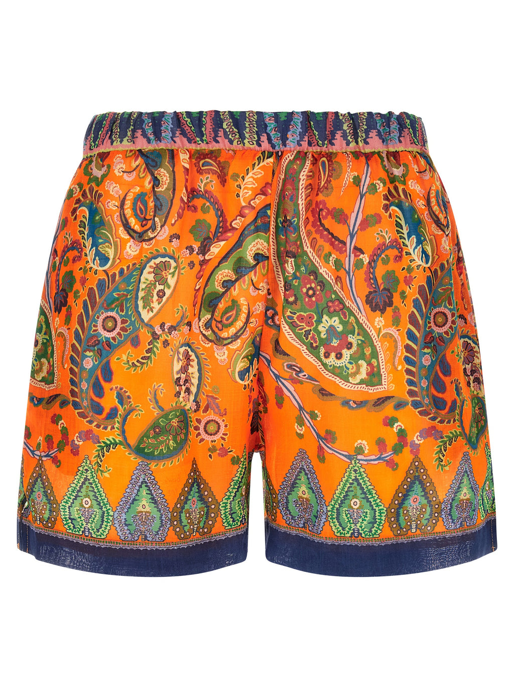 Orange Ramie Bermuda Shorts