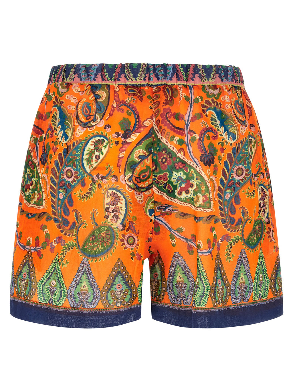 Orange Ramie Bermuda Shorts