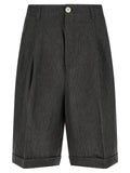 Gray Linen Bermuda Shorts