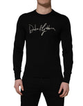 Black embroidered Logo Crew Neck Pullover Sweater