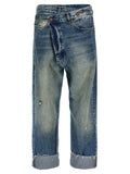 Blue Cotton Straight-Leg Jeans