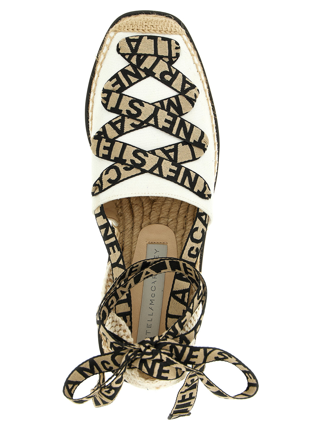 Beige Cotton Wedge Sandals