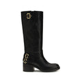 Black Calf Leather Bos Taurus Flat Boots