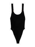 Black Nylon One-Piece Swimsuit