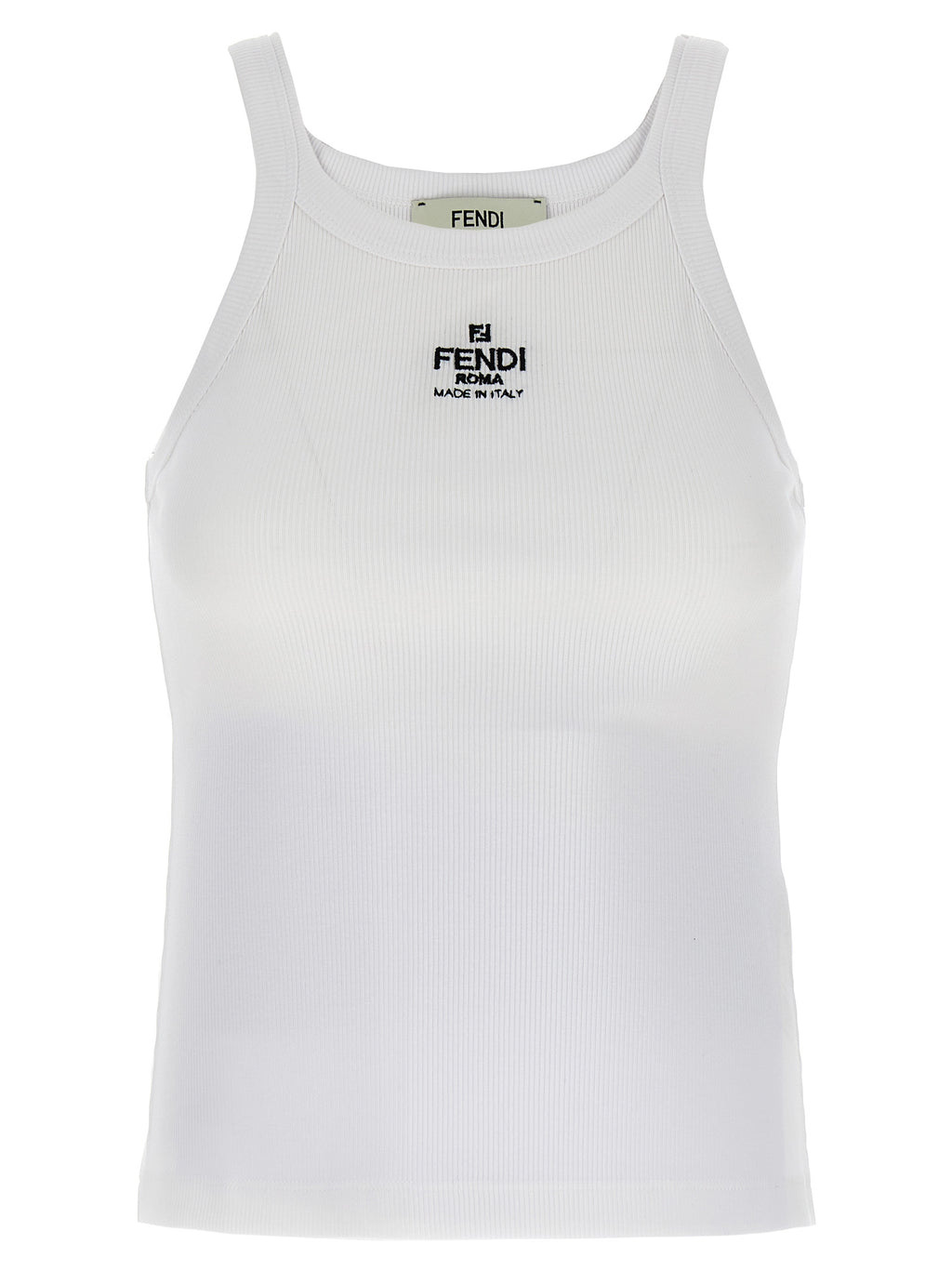 White Cotton Sleeveles T-Shirt