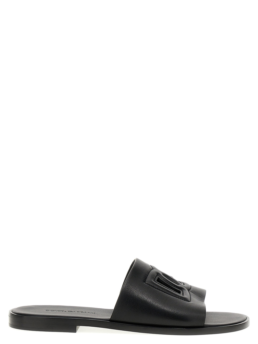 Black Leather Slides