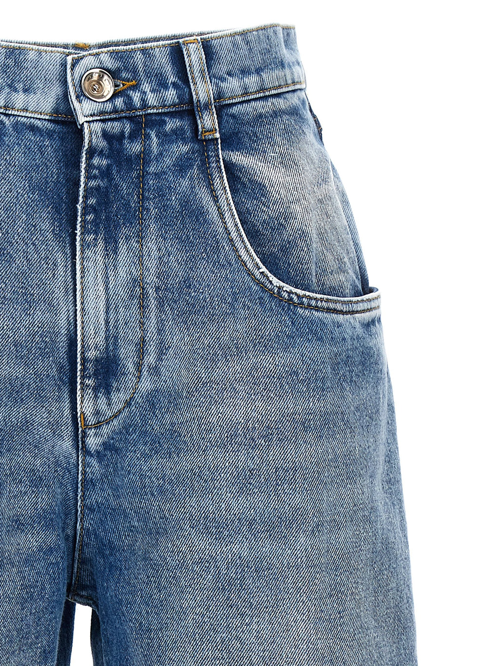 Blue Cotton Straight-Leg Jeans