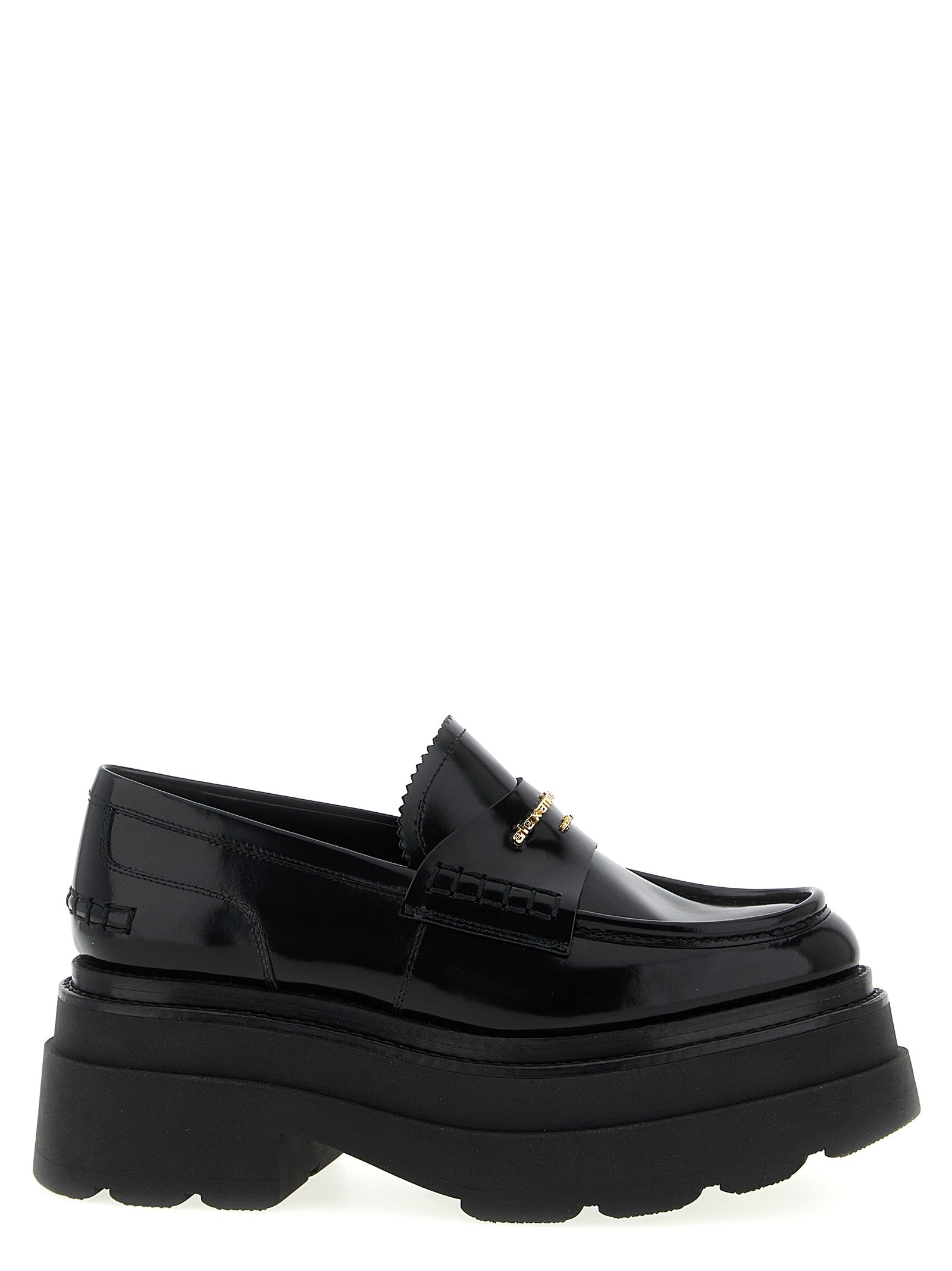 Black Cowhide Platform Loafers