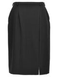 Black Virgin Wool Midi Skirt