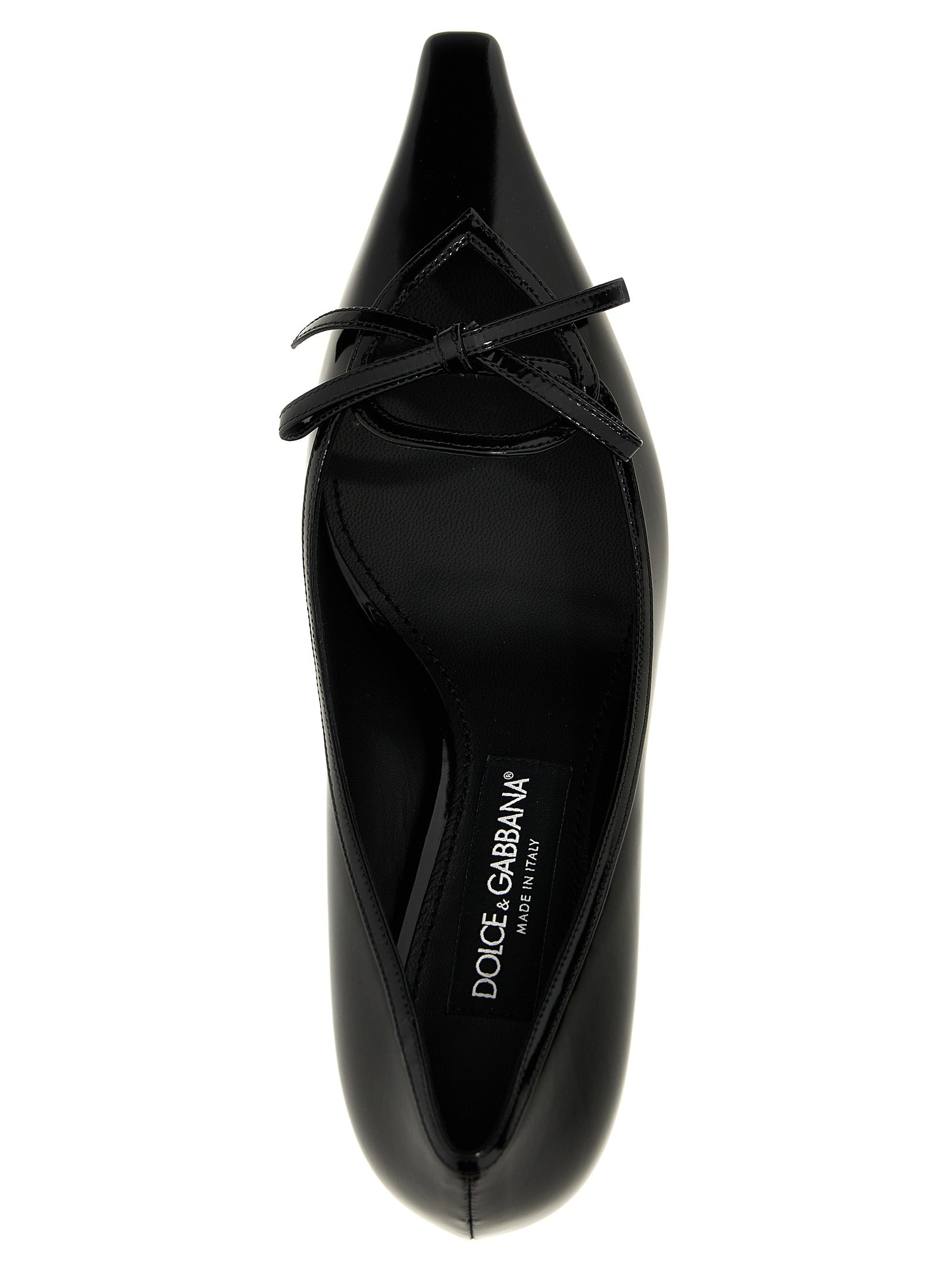 Black Calfskin Mid Heel Pumps
