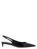 Black Calfskin Mid Heel Pumps
