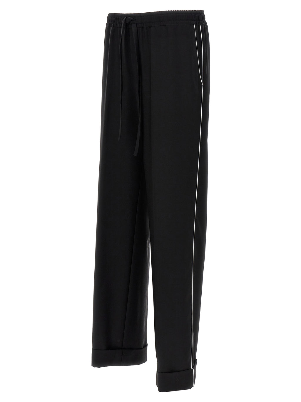 Black Virgin Wool Casual Pants