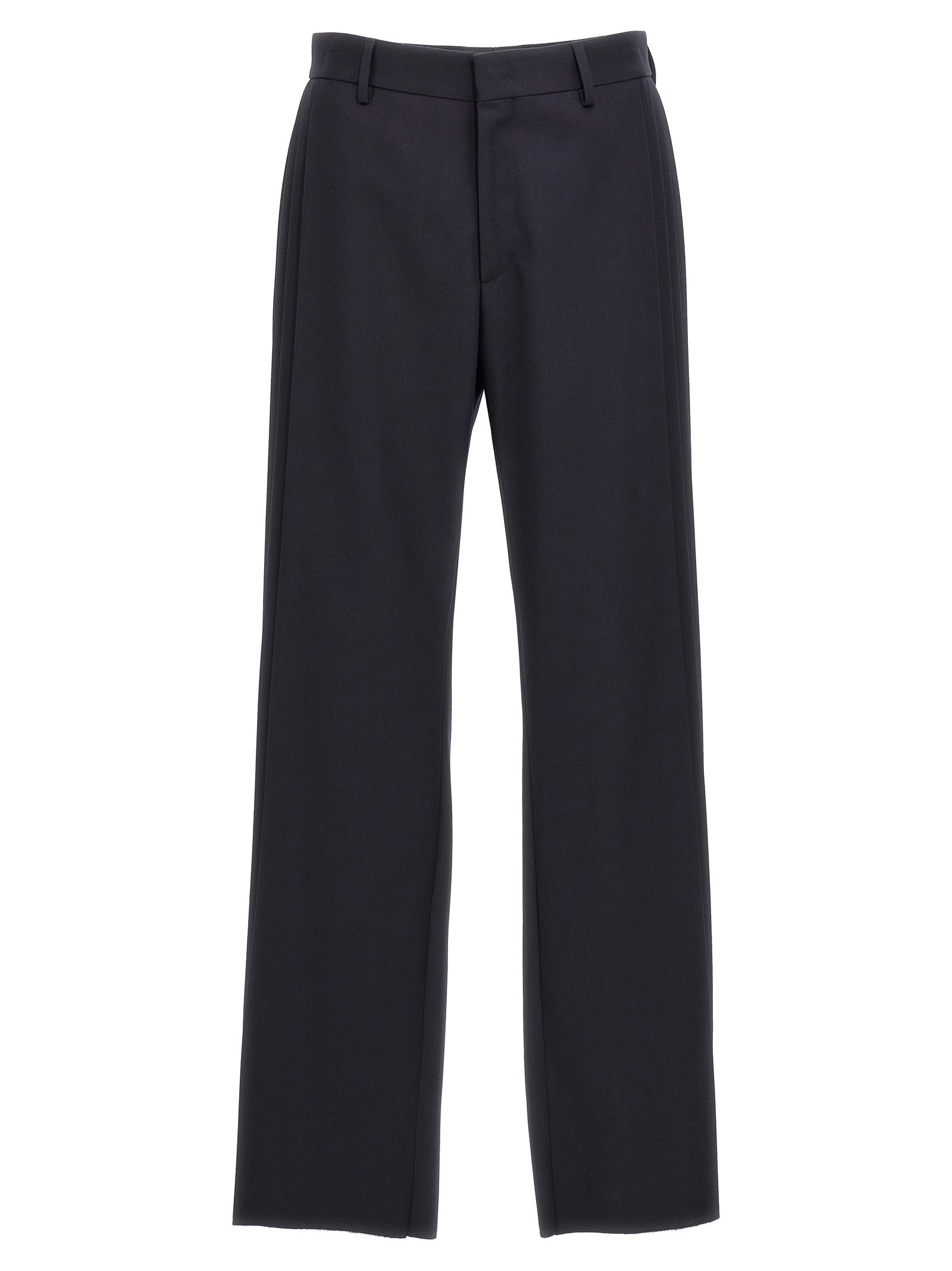 Blue Polyester Casual Pants