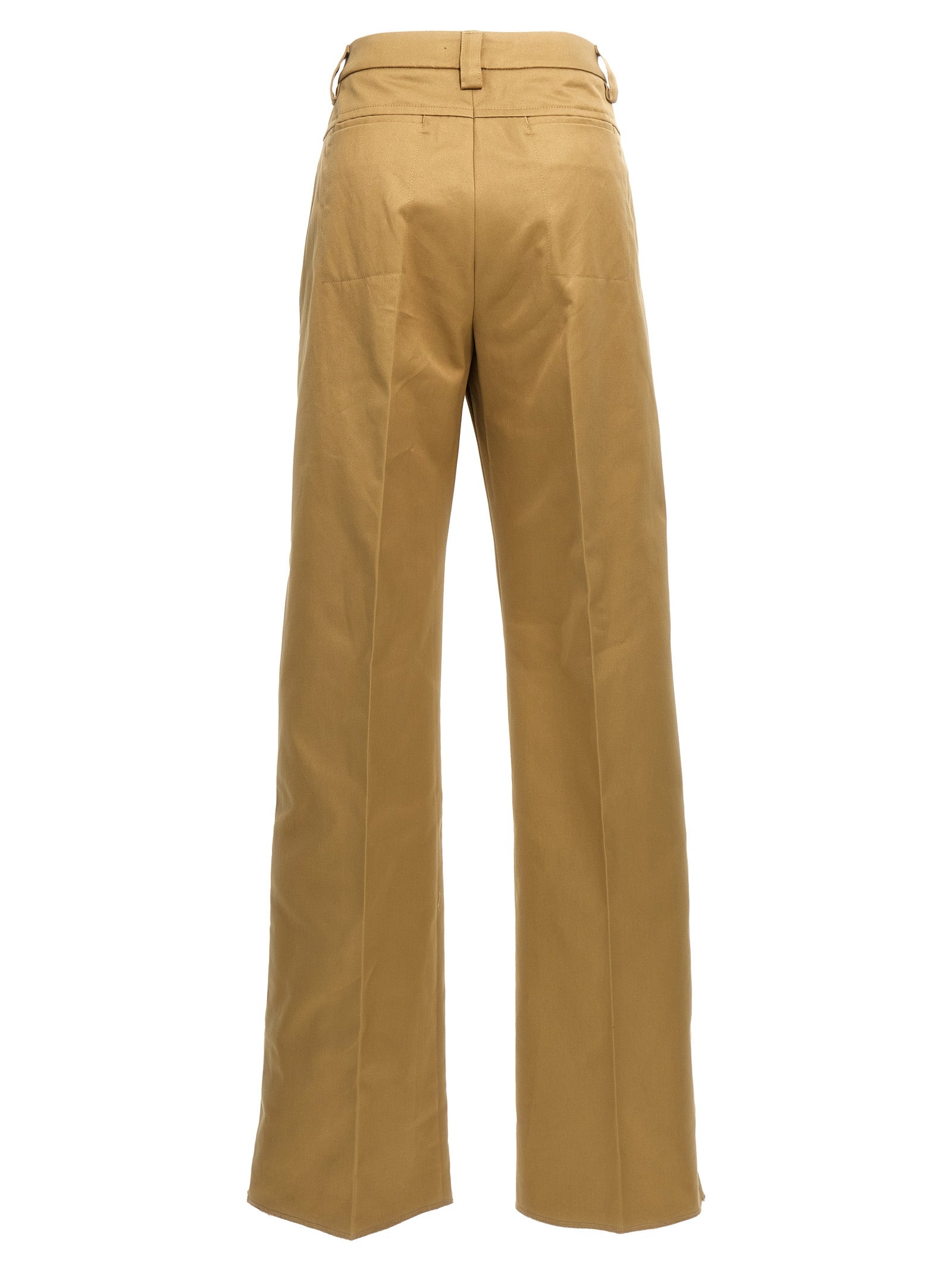 Beige Cotton Casual Pants
