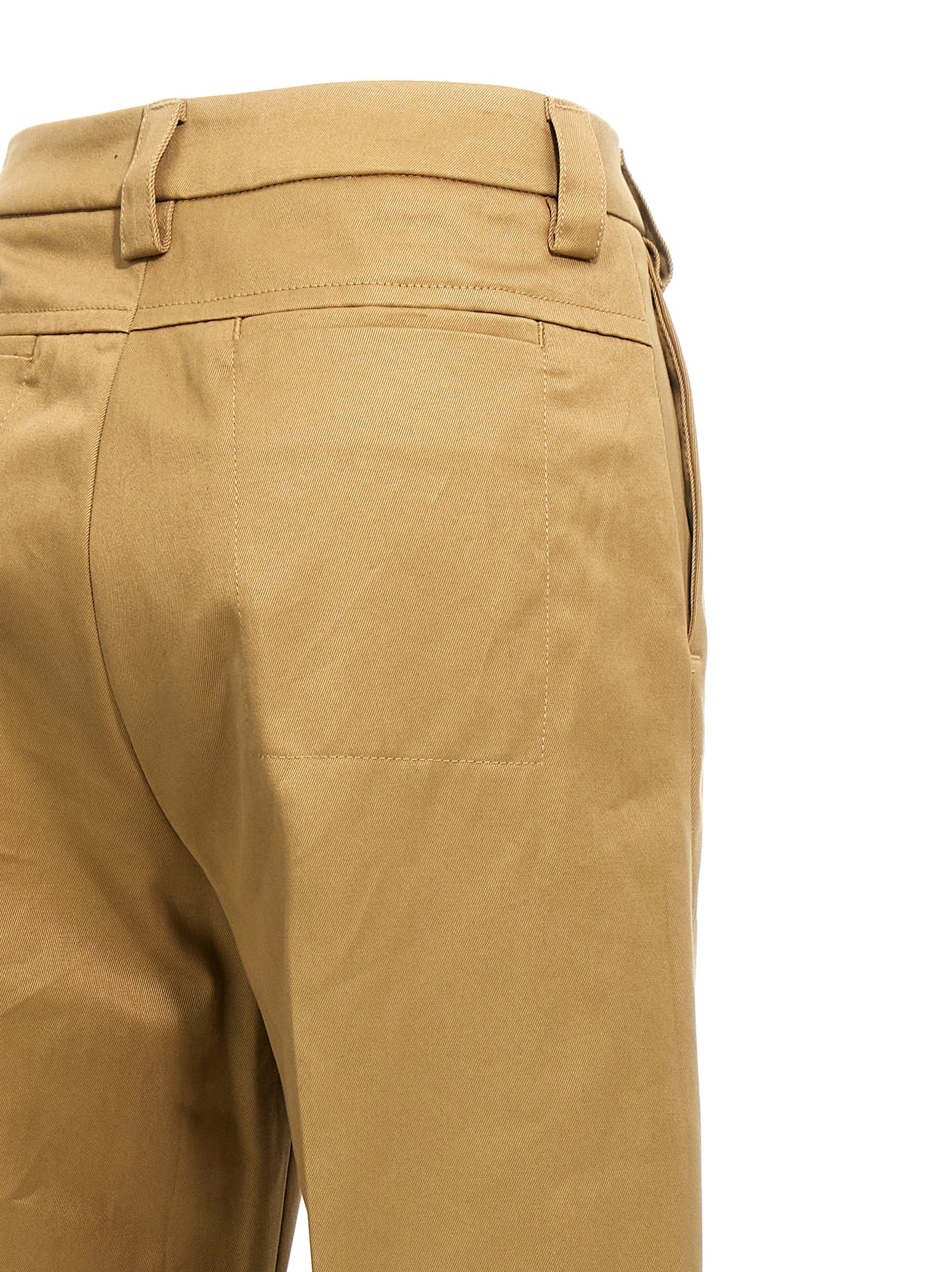 Beige Cotton Casual Pants