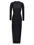 Black Nylon Midi Dress