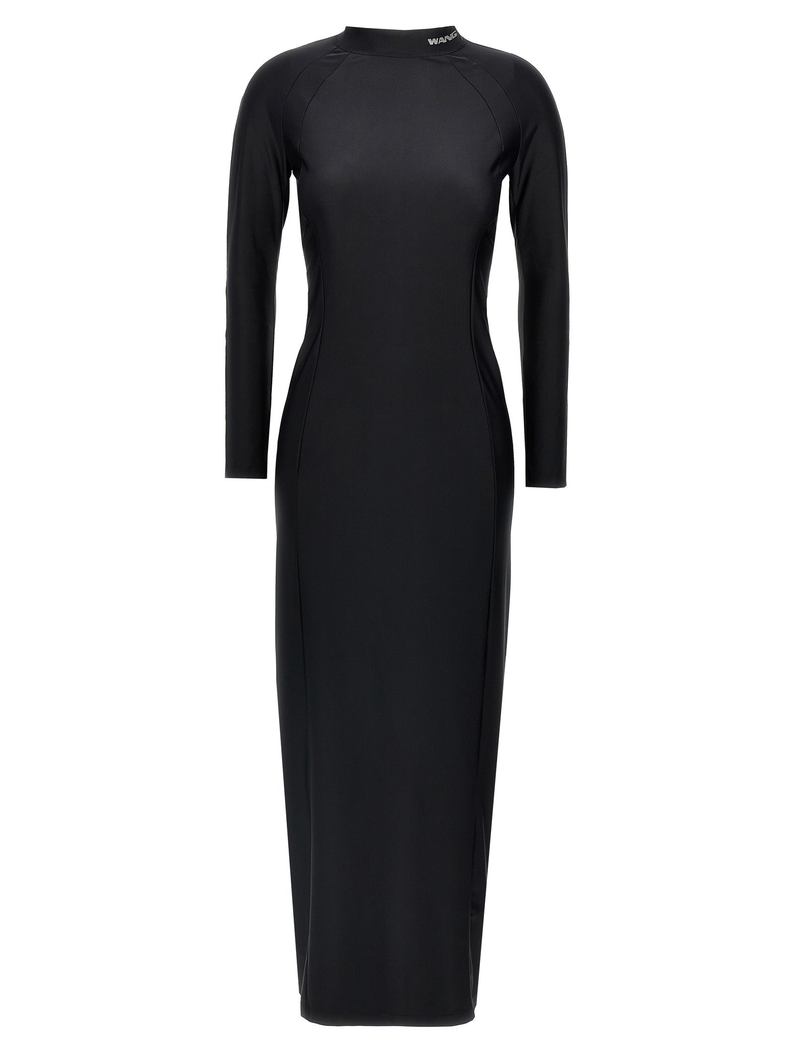 Black Nylon Midi Dress
