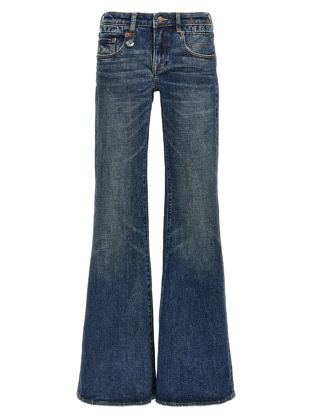 Blue Cotton Flared Jeans
