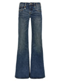 Blue Cotton Flared Jeans