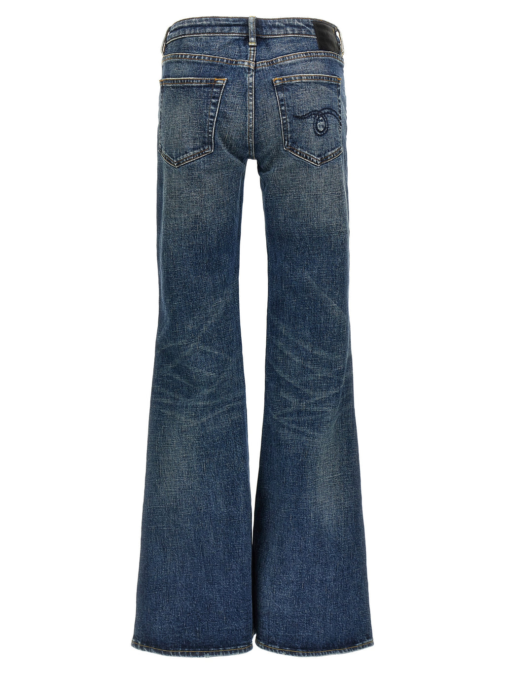 Blue Cotton Flared Jeans