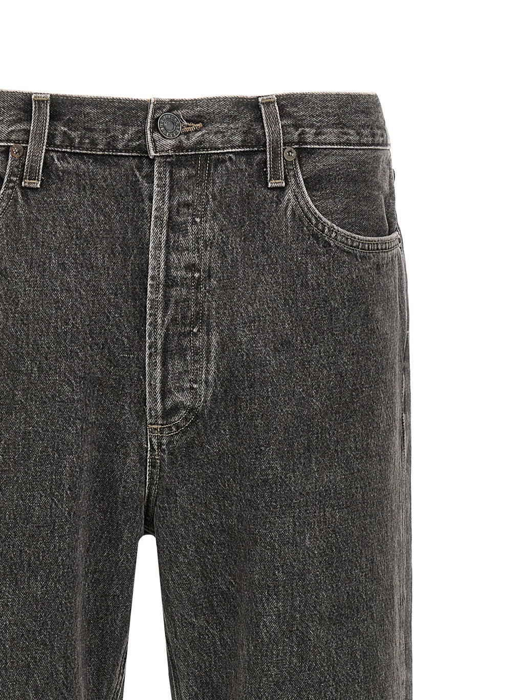 Gray Cotton Straight-Leg Jeans