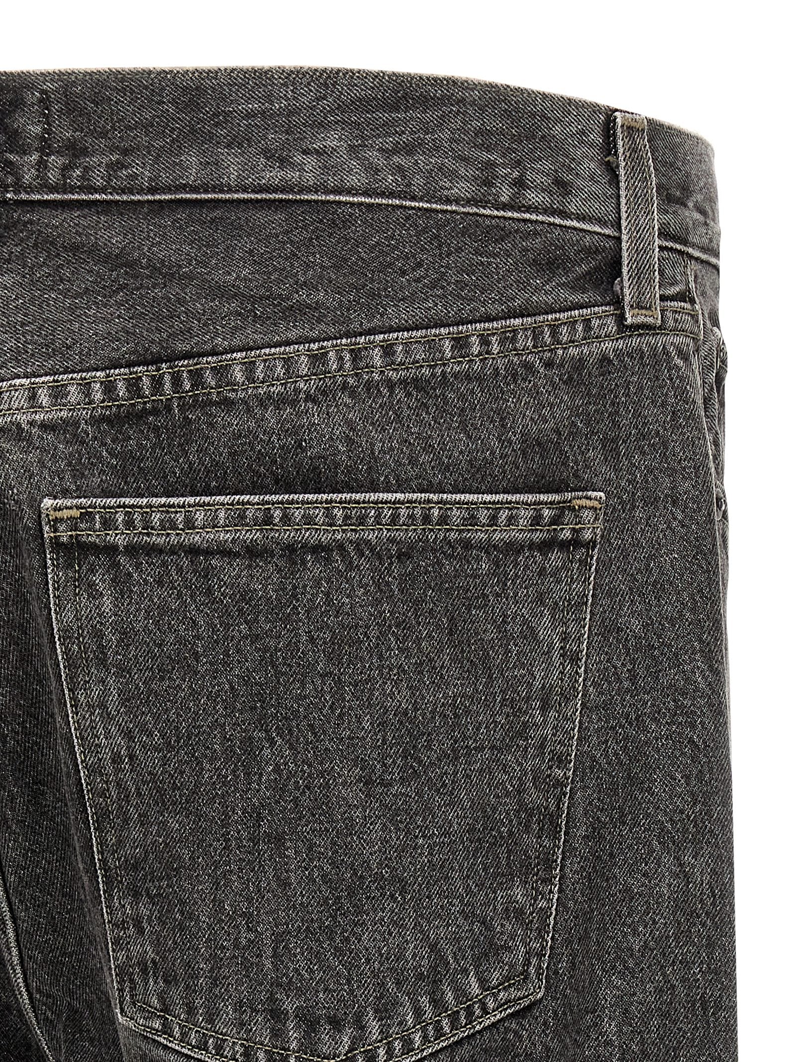 Gray Cotton Straight-Leg Jeans